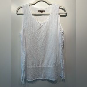 FLAX 100% Linen White Sleeveless Tank Top Casual Flowy Lagenlook Breathable Sm
